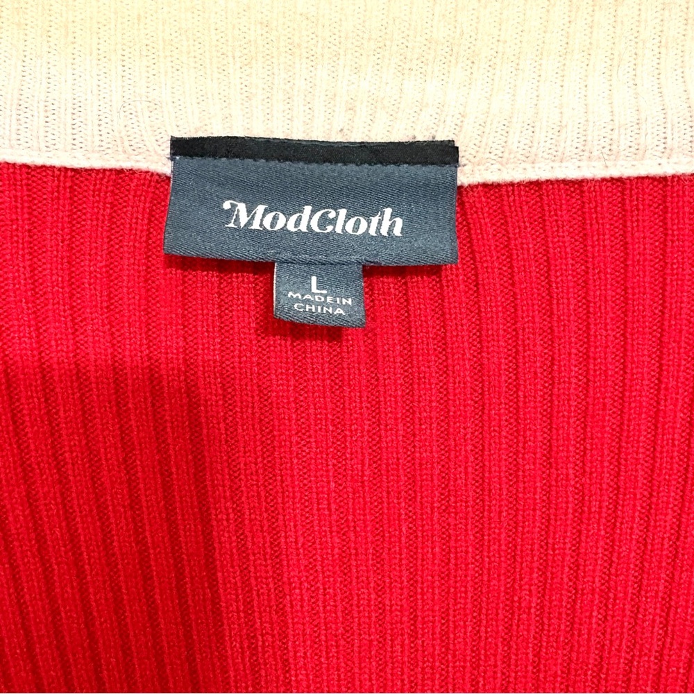 ModCloth Color-block Striped Women's Button Cardigan Knit Sweater Size Large - Picture 3 of 8